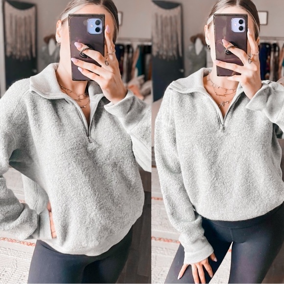 Lululemon Stand Out Sherpa Wool Half Zip Up Sweatshirt Top Pullover Sweater - Picture 1 of 10